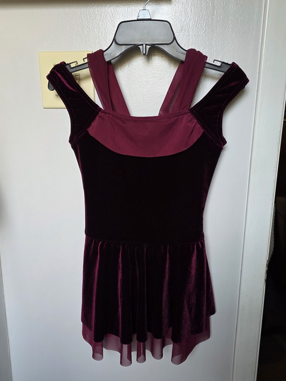 Weissman Burgundy Velvet High-Low Dance Dress